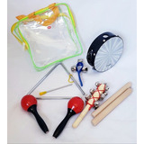 Set Percusión Infantil Parquer Tz6a Maracas Pandeiro 