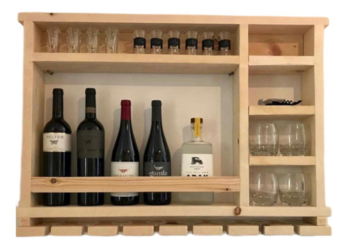 Cantinera Mini Bar Repisa Vinos Pared Madera Rustico