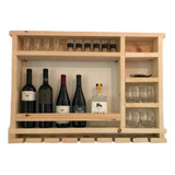 Cantinera Mini Bar Repisa Vinos Pared Madera Rustico