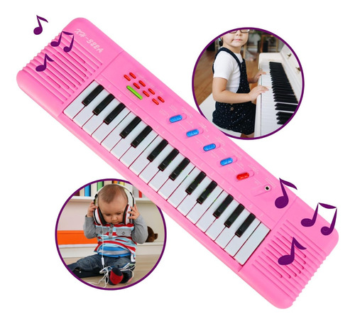 Teclado Musical Grande Eletrônico Microfone Infantil Piano