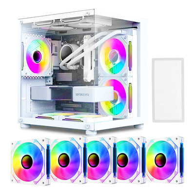 Gabinete Gamer Aquário Em Vidro Com 5 Fans Rgb Gb1797