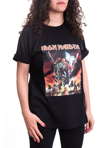 Remera Iron Maiden Bandera Argentina Algodón Laser Rock