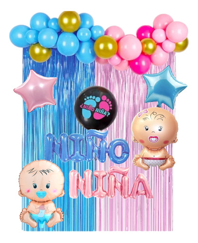 Kit Decoración Globos Revelación Sexo Genero Baby Shower