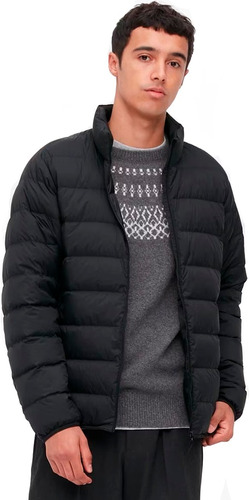 Campera Uniqlo Original Hombre Negro Sin Capucha Corte 3d