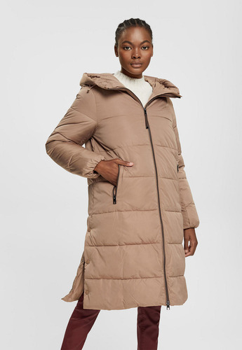 Parka Acolchada Con Capucha Y Cuello Mao Mujer Esprit 102eo1