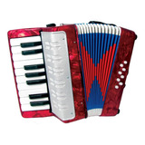 Acordeon Chico J Meister 8 Bajos 17 Teclas Piano Rojo Madera