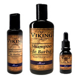 Kit Para Barba - Shampoo + Cond. + Óleo De Barba Viking Mar