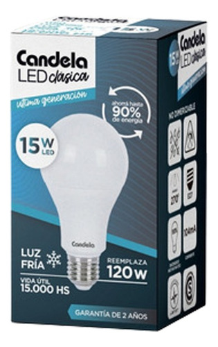 Candela Lámparas Led 15w Luz Fría Pack X50