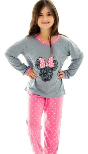 Pijama Coração Xadrez Infantil Longo Fechado Feminin Inverno