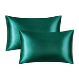 Fundas De Almohada De Satin 2pzas Tamaño Individual Verde