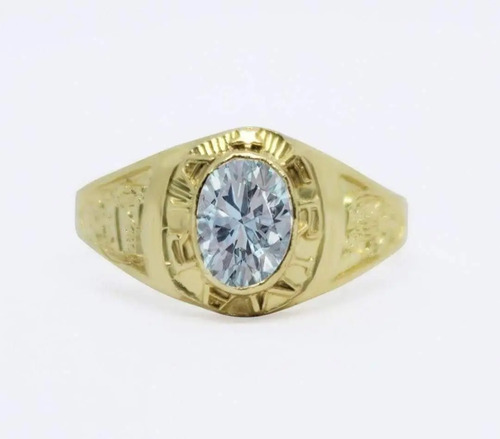 Anillo Graduación Primaria Piedra Oro Laminado 14k Blanco