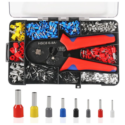 Juego De Crimpadora De Terminales,terminales Para Cable Con 1200pcs Terminales Para Cables Eléctricos,kit De Crimpadora De Ferrules Hcs8 6-4,0.25-10mm²,para Reparación De Cables Eléctricos | MercadoLibre