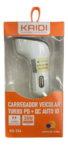 Carregador Veicular 38w Turbo 3 Entradas 1 Tipo C +2 Usb