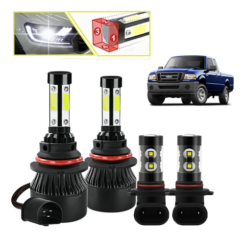 Kit Luces Led 9007 9145 Luz Alta/baja/niebla Para Ford