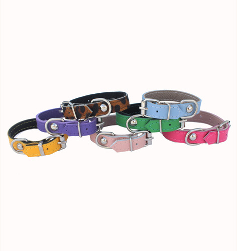 Collar Para Perro Gato De Cuero Genuino Talle S Ancho 1,5 Cm