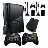 Xbox 360 Slim +2 Controles Disco Duro+2 Carga Y Juega+silico