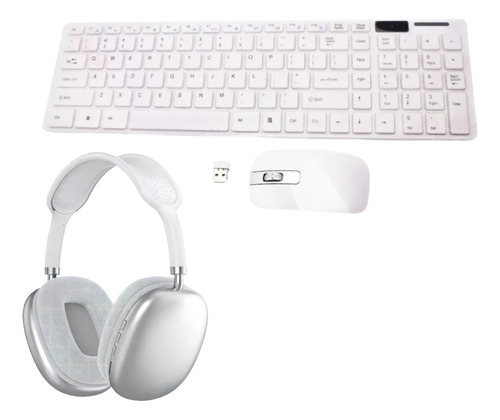 Combo Slim Teclado Mouse Fone Sem Fio Bluetoot Microfone