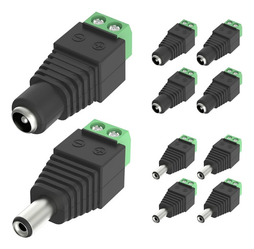 Conector Dc 12 Hembra Macho Cctv 5 Pares