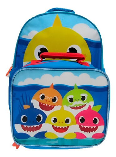 Mochila Escolar Baby Shark Con Lonchera Niños