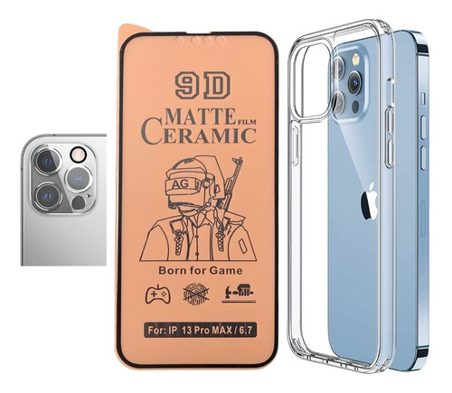 Estuche Forro Rígido + Cerámica + V. C Para iPhone 12 / 11