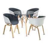 Comedor Minimalista Moderno Eames + 4 Sillas Blanco Gris