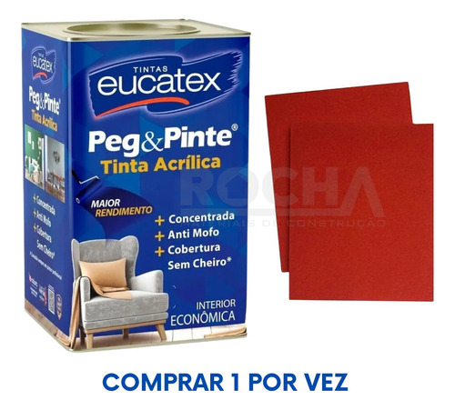 Tinta Eucatex Peg Pinte Anti Mofo Parede Teto + 3 Lixas