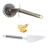 Kit Pizza Rueda Cortadora + Pala Espatula Utensilio Servir