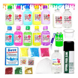 Kit Slime Com Colas E Corantes Coloridos + Caneta Unicornio