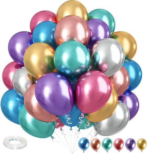 Globos Metalizdos Cromados(shuaian)(50 Unidades)(10nch)