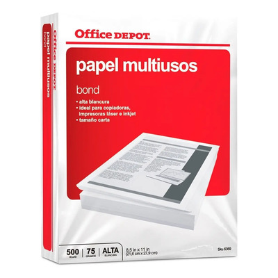 Hojas Tamaño Carta Bond Paquete De 500 Hojas Office Depot Color Blanco | MercadoLibre