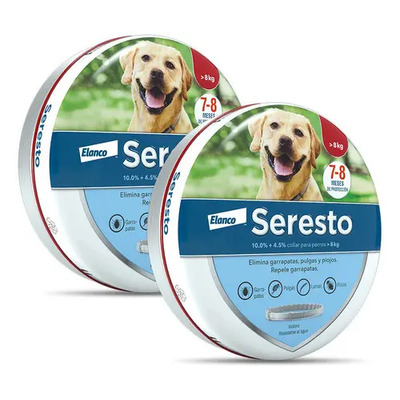 2 Piezas Collar Antipulgas Seresto Para Perros 8 a 60kg Hasta 8 Meses de Protección | Meses sin interés