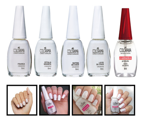 Kit Esmaltes Colorama Francesinha Tons Branco E Oleo Secante