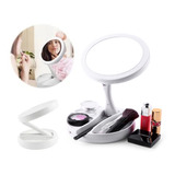 Espejo De Maquillaje Luz Led Doble Cara Ajustable Plegable