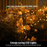 Guirnalda De Luces Solares Para Exteriores, 66 Pies, 200 Led