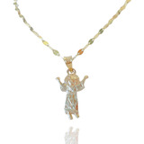 Cadena Y Divino Niño Mediano 1.7 Cm Vestido Blanco Oro 10k