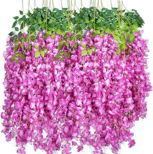 Flores Artificiales Wisteria Glicina Colgantes Deco X12 Unds