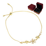 Pulsera Ajustable De Flores Brillantes Para Mujer