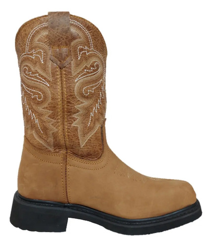 Bota Vaquera Rodeo Purepecha Piel Color Miel Punta U Goma