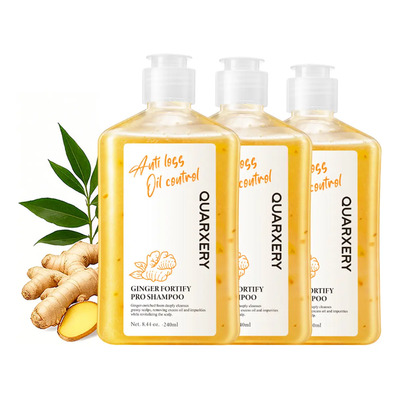 Quarxery Shampoo Anticaída Ginger Pro Shampoo: Y Cabello Graso Con Jengibre - 3 Unid 720ml