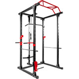 Power Rack Pull Ups Sentadillas Dominada Jaula De Potencia Color De La Estructura Negro Color Del Tapizado Rojo