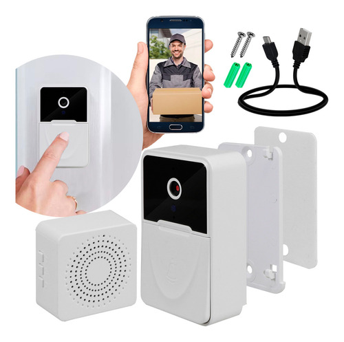 Timbre Inalámbrico Recargable Slim Company Con Cámara Y Visión Nocturna App Wifi 1 Transmisor 1 Receptor Videoportero Sistema De Seguridad Inteligente Para Puerta Con Vídeo Y Audio Doorbell Mirilla