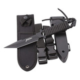 Cuchillo Buceo Táctico Negro 2 Sheaths, Filo Sierra, 2