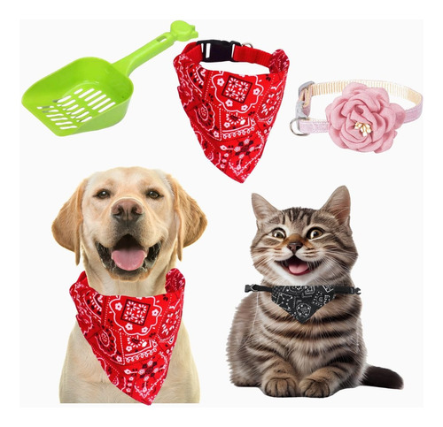 Kit Para Mascotas Razas Pequeñas Moño, Pala Limpieza Collar 