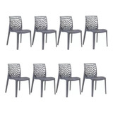 Cadeiras Gruvyer Multiuso Para Area De Lazer N/ Estofada Estrutura Da Cadeira Cinza Assento Cinza Desenho Do Tecido Cinza