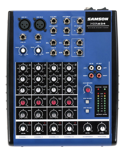 Mesa Som Mixer 6 Canais Samson Mdr624 Phantom Power 110v