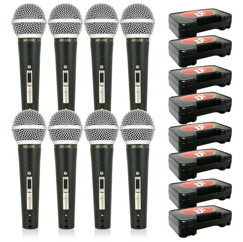 Kit 8 Microfones Arcano Renius-8 Cabo Xlr-xlr + Maletinhas