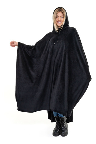 Pala Poncho Plush Com Capuz Frio Intenso Manta De Vestir