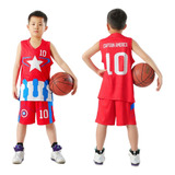 Ropa De Baloncesto Capitan America No.10, Niños Jersey Traje