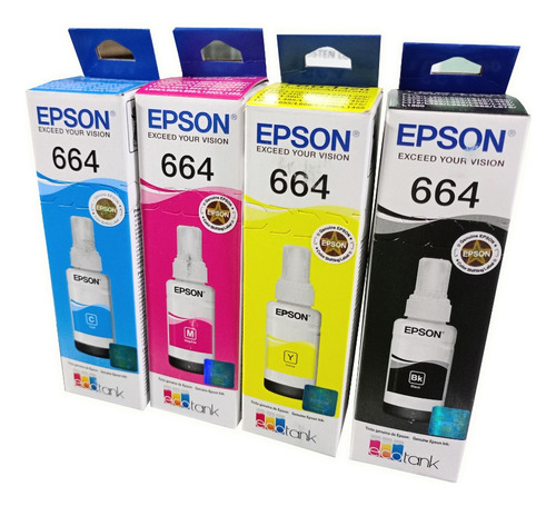 Kit 4 Tintas Originales Epson 664 L110 L120 L200 L220