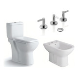 Combo Sanitario Inodoro Largo+ Bidet+ Griferia Monocomando 